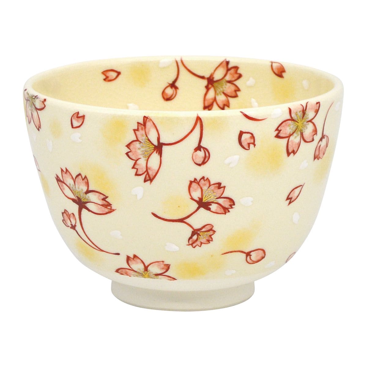 【茶道具】茶碗　仁清　舞桜　水出宋絢作　桜　抹茶茶碗　春　抹茶茶碗　（化粧箱）