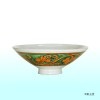 平茶碗　緑の生長葉模様|抹茶茶碗
