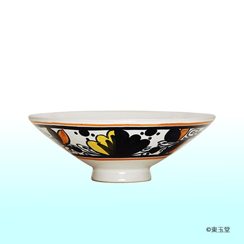 イタリア陶芸家　ミルタモリジ作　平茶碗　夏茶碗　タバコ葉柄　木箱・元箱・元布有り 平茶碗 タバコの葉画 | 抹茶茶碗,季節から探す,夏のお茶碗 | |茶道具