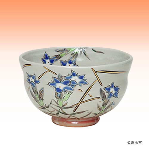 茶碗　粉引　りんどう