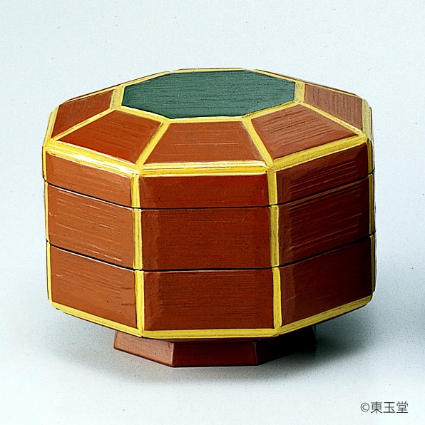 食籠　八角　ヘギ目　了々斎好写 （直径17×高さ12cm ）