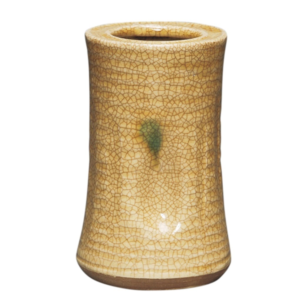 黄瀬戸　旅枕掛花　花入 黄瀬戸 立鼓 花入 銘旅枕 | 鶴田 純久の章 お話