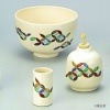 仁清 破七宝　茶碗、振出、茶巾筒　三点セット|茶碗・振出・茶巾筒　三点セット|茶箱、盆、野点篭