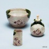 織部　茶碗、振出、茶巾筒　三点セット|茶碗・振出・茶巾筒　三点セット|茶箱、盆、野点篭