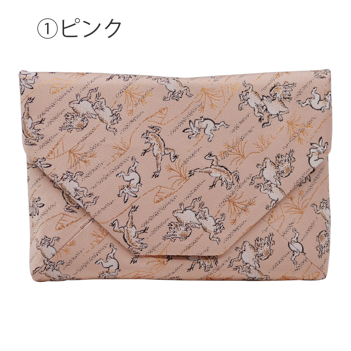 数寄屋袋 交織 鳥獣戯画 ピンク・グリーン | お稽古道具,数寄屋袋
