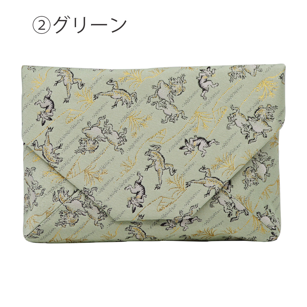 数寄屋袋 交織 鳥獣戯画 ピンク・グリーン | お稽古道具,数寄屋袋