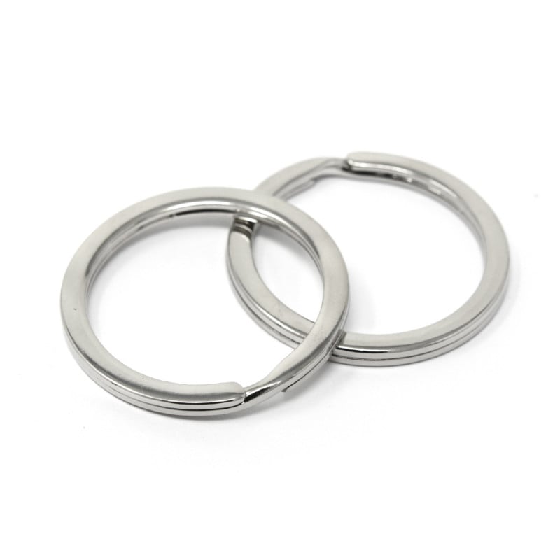 M232 / ステンレス製 平二度押二重丸カン 25mm / N 〈4個〉:がまぐち