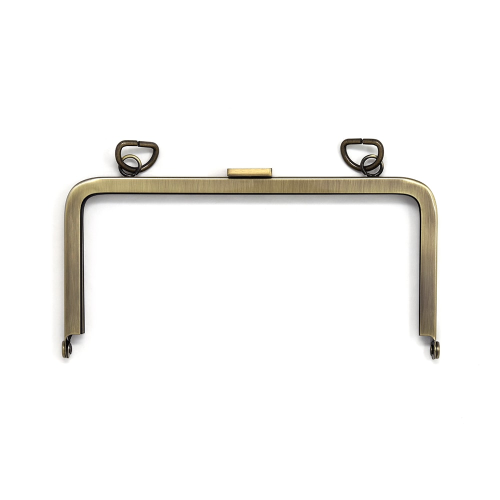 SALE品】F46 / 18cm 角丸型 がまぐち口金 平頭 Dカン付 / ATS:がまぐち