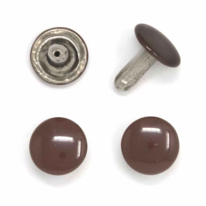 E53 / 両面 大カシメ 【長足】 / 茶天 〈50組・箱〉:がまぐち口金