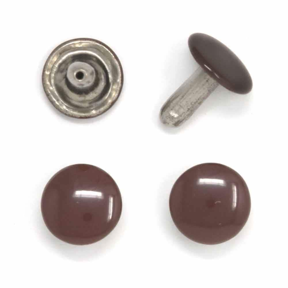 E53 / 両面 大カシメ 【長足】 / 茶天 〈50組・箱〉:がまぐち口金