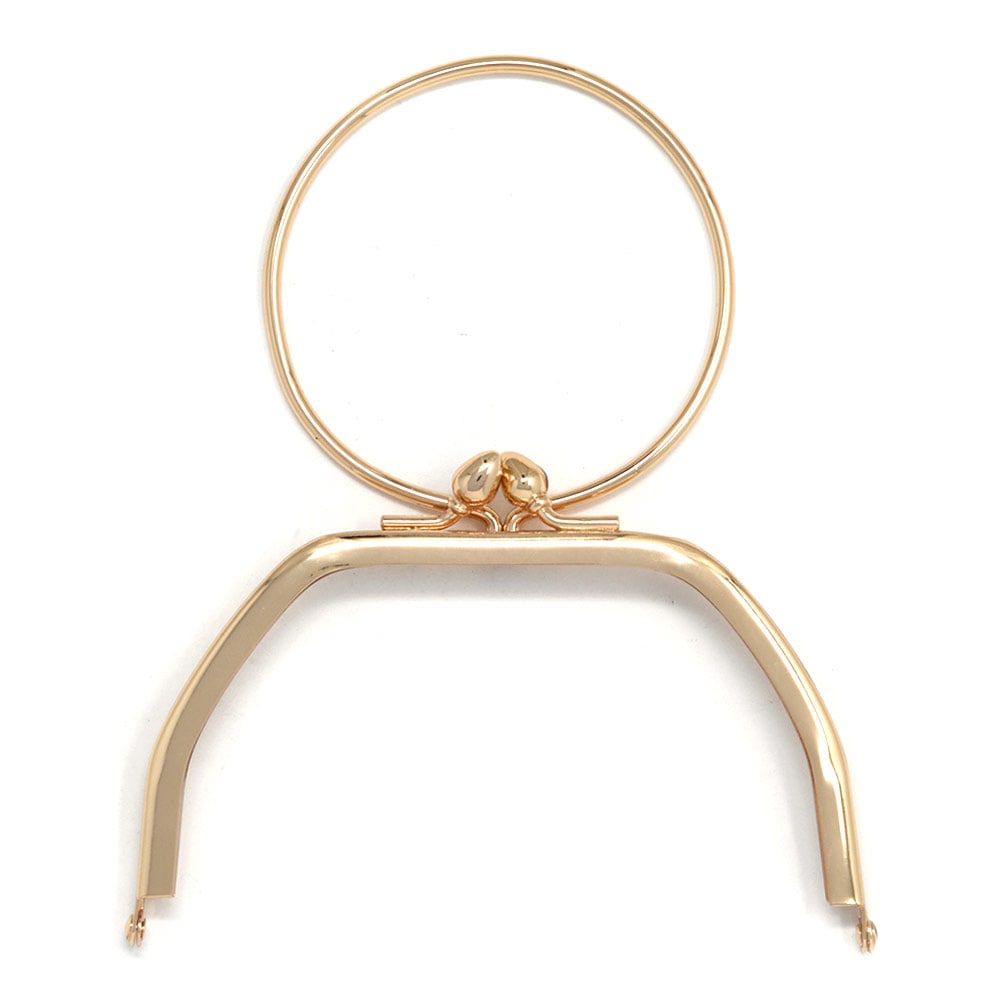 廃番】F114 / 12cm 台形 がまぐち口金 丸型金手付 / G［1～9本