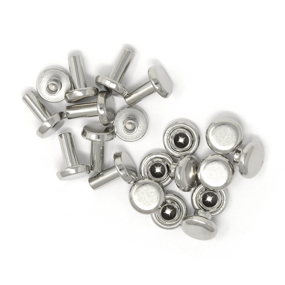 E101 / #666 中空鋲 10mm足 / N 〈10組〉:がまぐち口金・各種金具