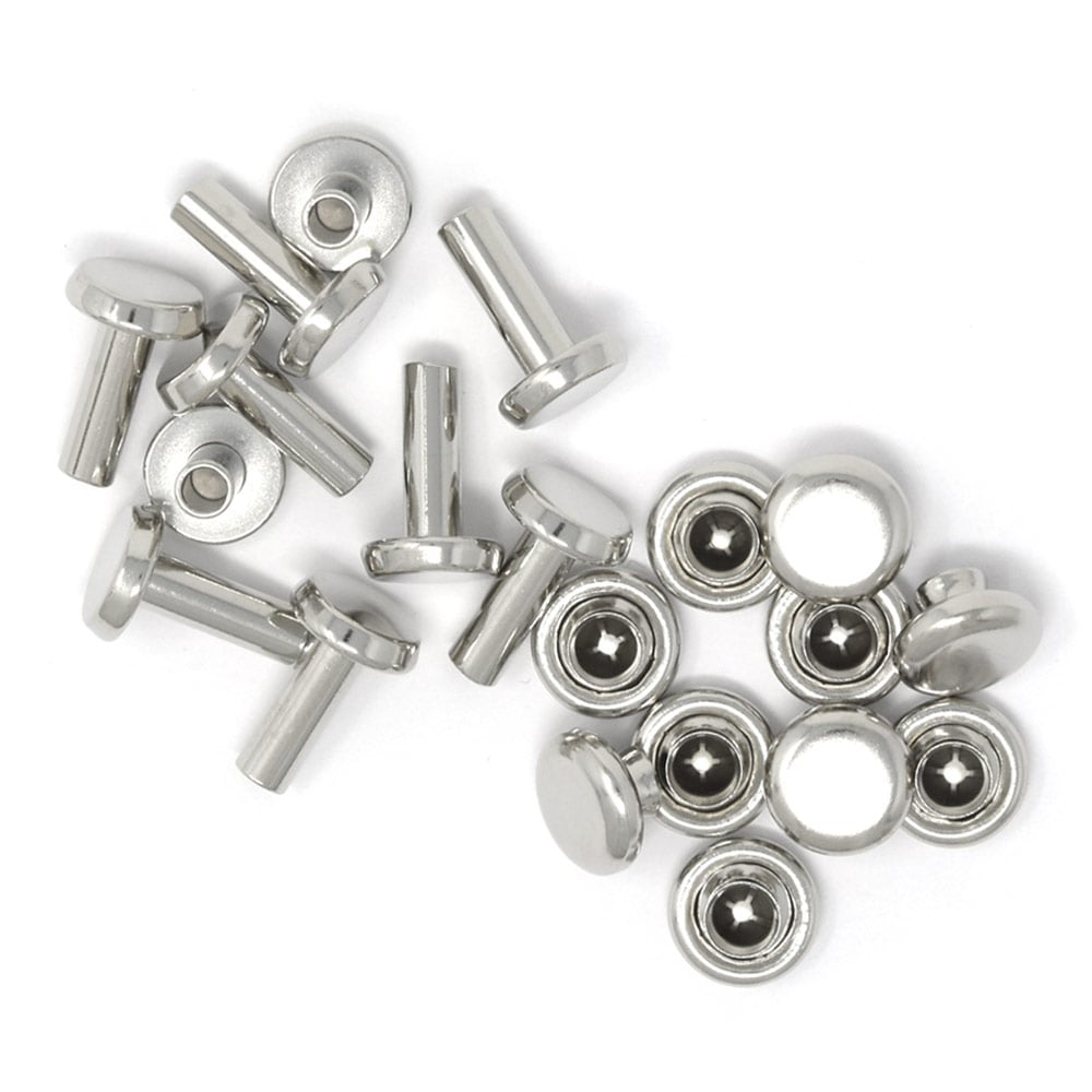 E102 / #666 中空鋲 12mm足 / N 〈10組〉:がまぐち口金・各種金具