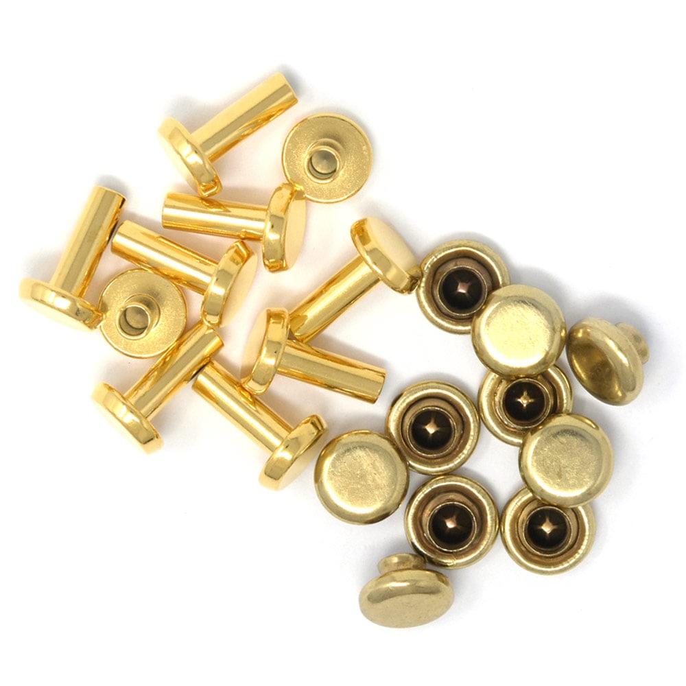 E102 / #666 中空鋲 12mm足 / G 〈10組〉:がまぐち口金・各種金具