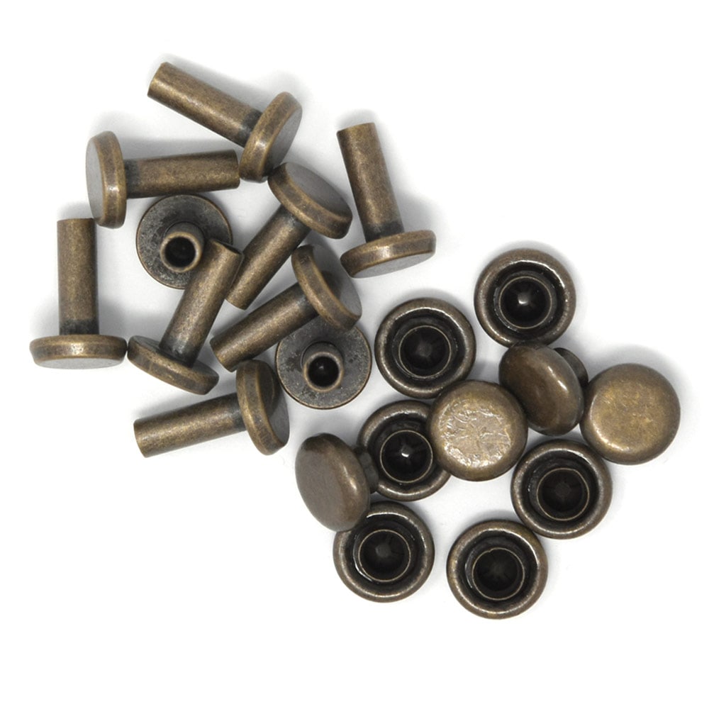 E102 / #666 中空鋲 12mm足 / AT 〈10組〉:がまぐち口金・各種金具