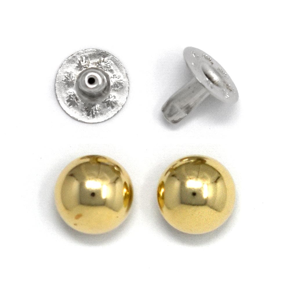 E19 / 小玉飾りカシメ 10mm / G 〈30個〉:がまぐち口金・各種金具