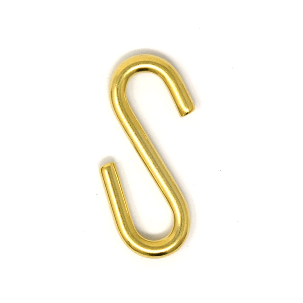 H766 / M-6 丸線 S字フック / 真鍮無垢 〈2個〉:がまぐち口金・各種