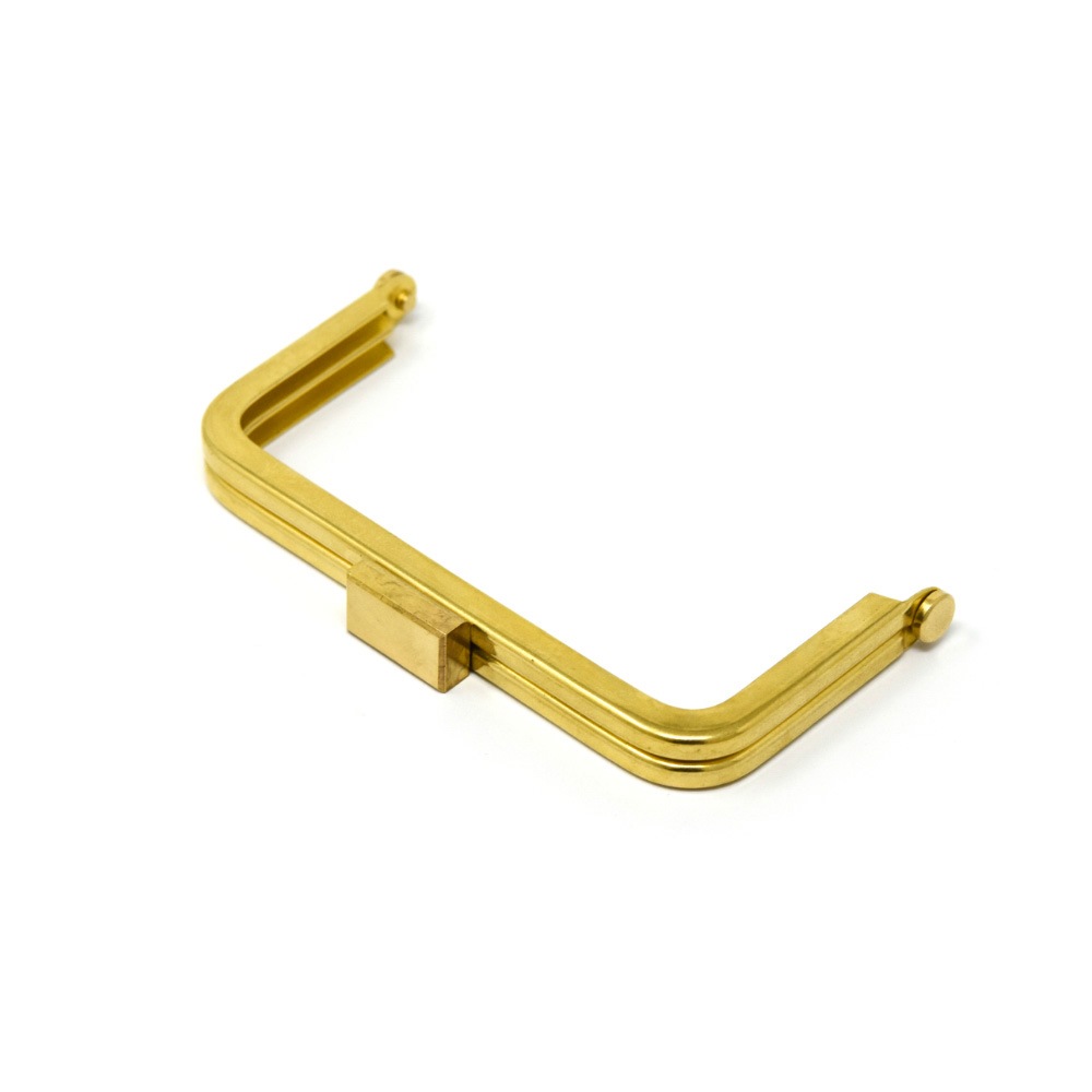 廃番】F716 / 10.5cm 角丸型 真鍮製 がまぐち口金 オコシ式 / 艶出磨き