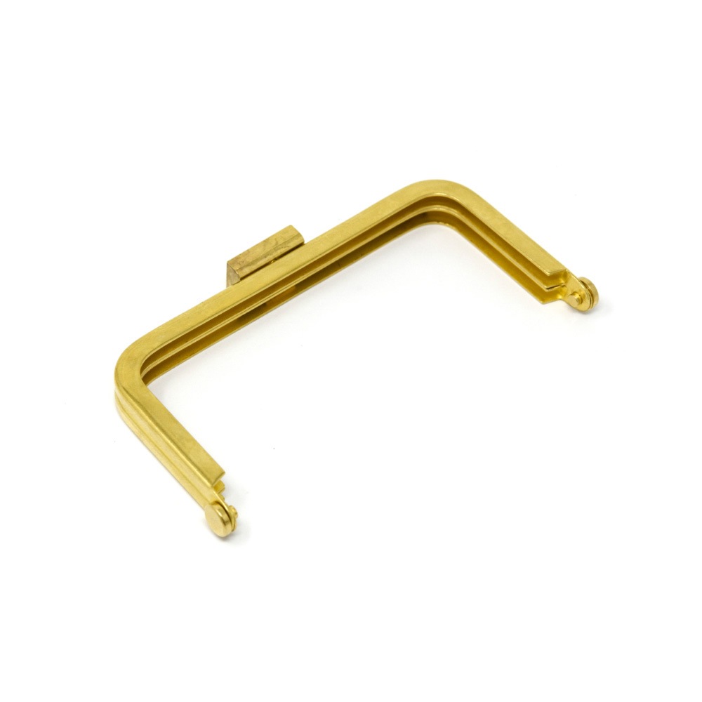 廃番】F716 / 10.5cm 角丸型 真鍮製 がまぐち口金 オコシ式 / 艶出磨き