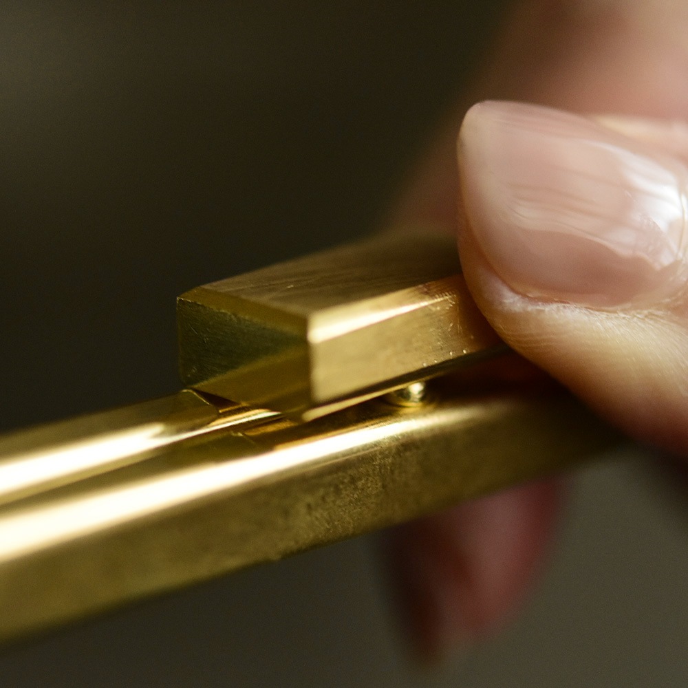 廃番】F717 / 15cm 角丸型 真鍮製 がまぐち口金 オコシ式 / 艶出