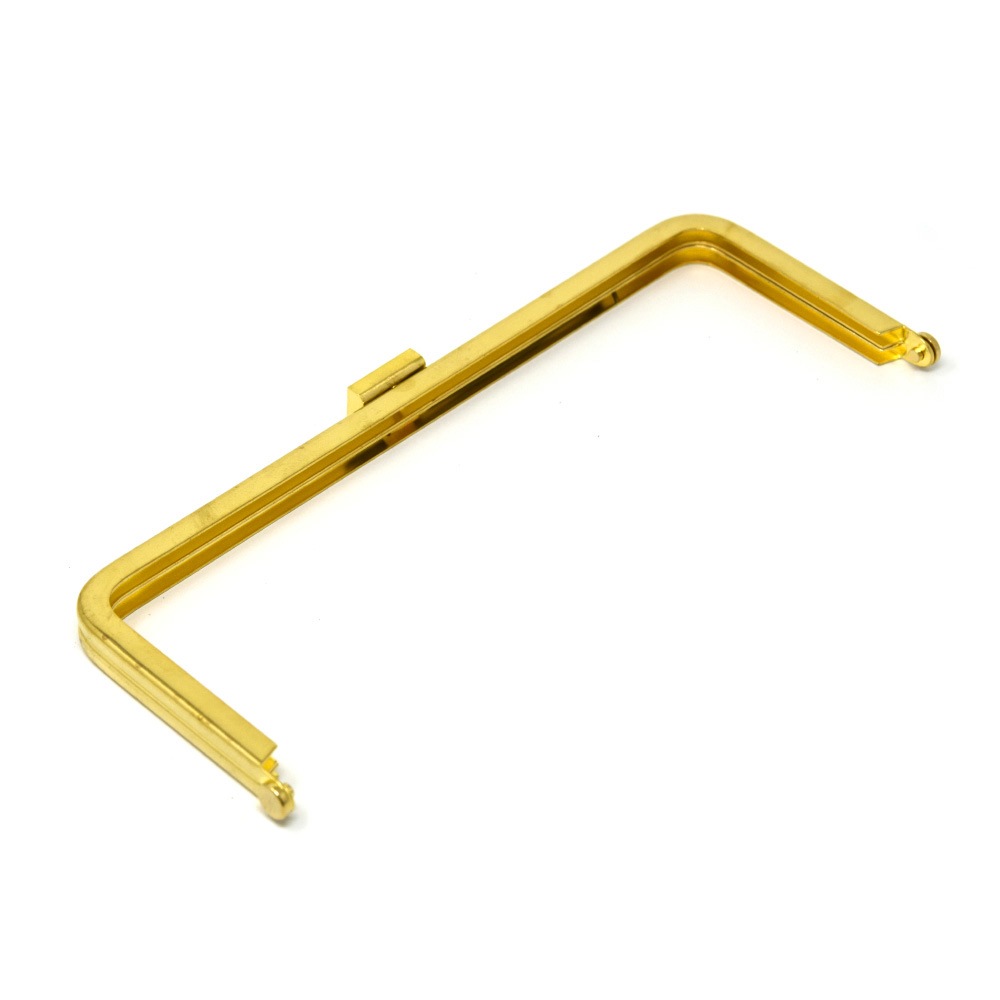 廃番】F718 / 19.8cm 角丸型 真鍮製 がまぐち口金 オコシ式 / 艶出磨き