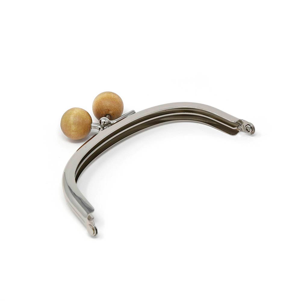 F401 / 9.9cm くし型 がまぐち口金 木玉 / ブラウン / N［30本～ / 10