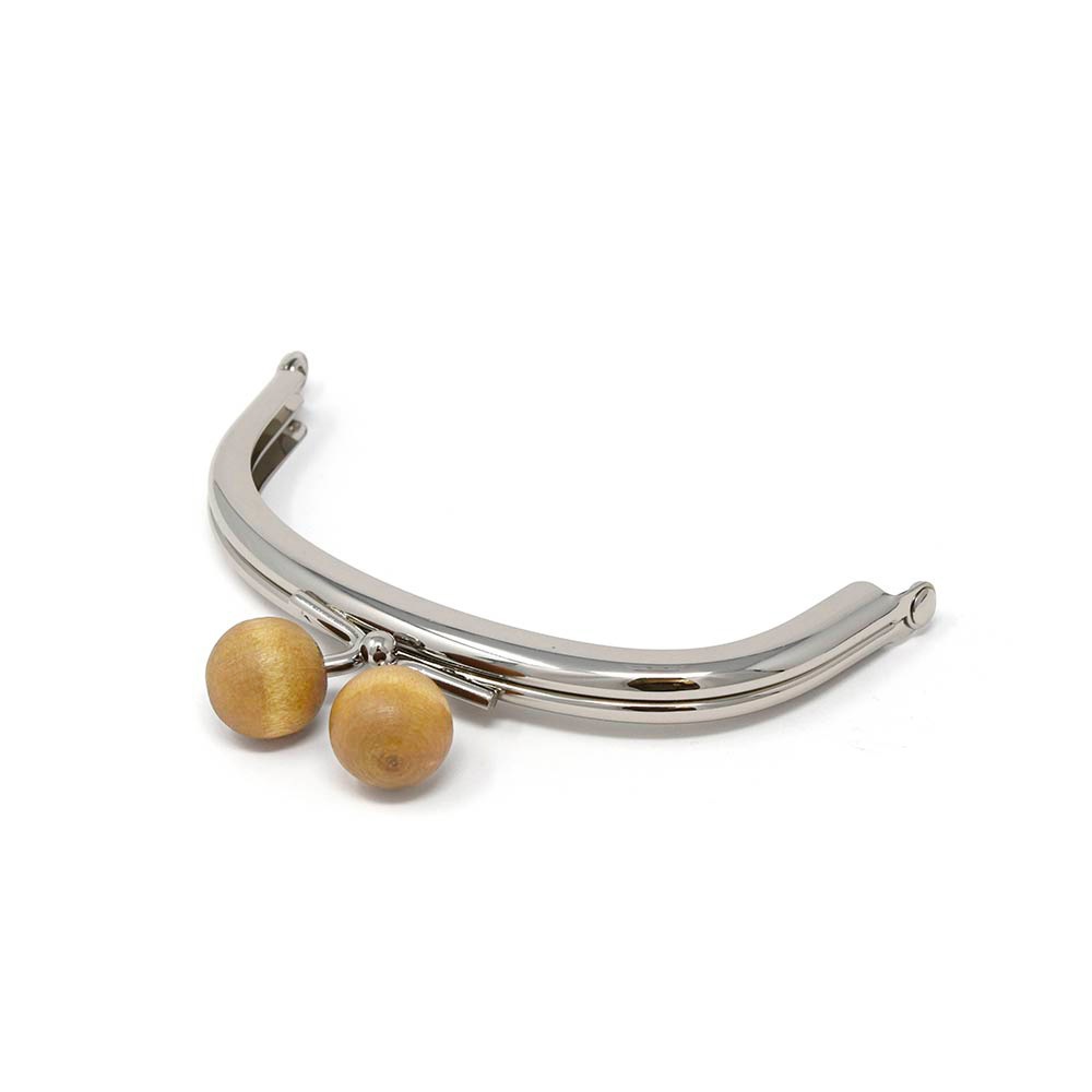 F401 / 9.9cm くし型 がまぐち口金 木玉 / ブラウン / N［30本～ / 10