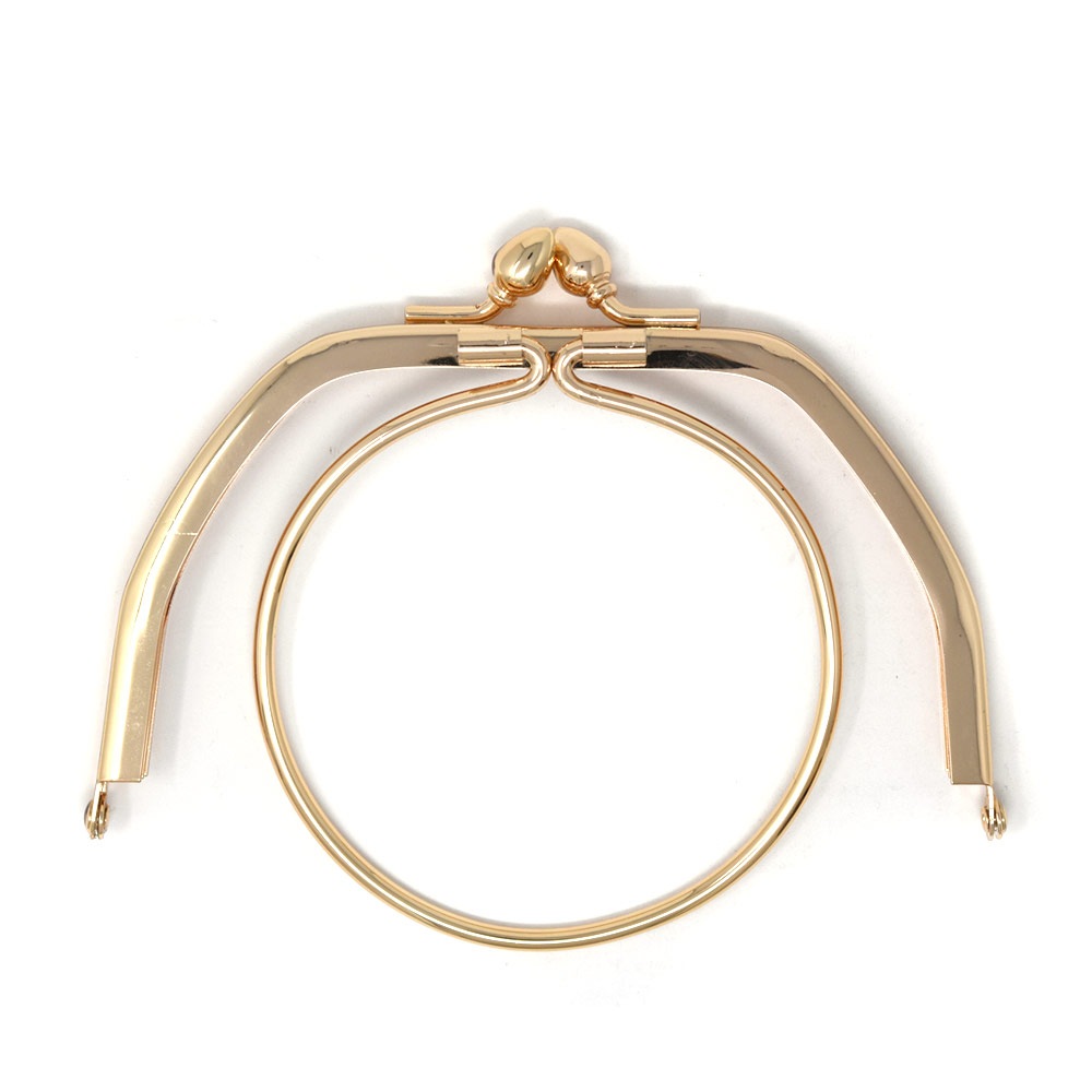 廃番】F114 / 12cm 台形 がまぐち口金 丸型金手付 / G［1～9本