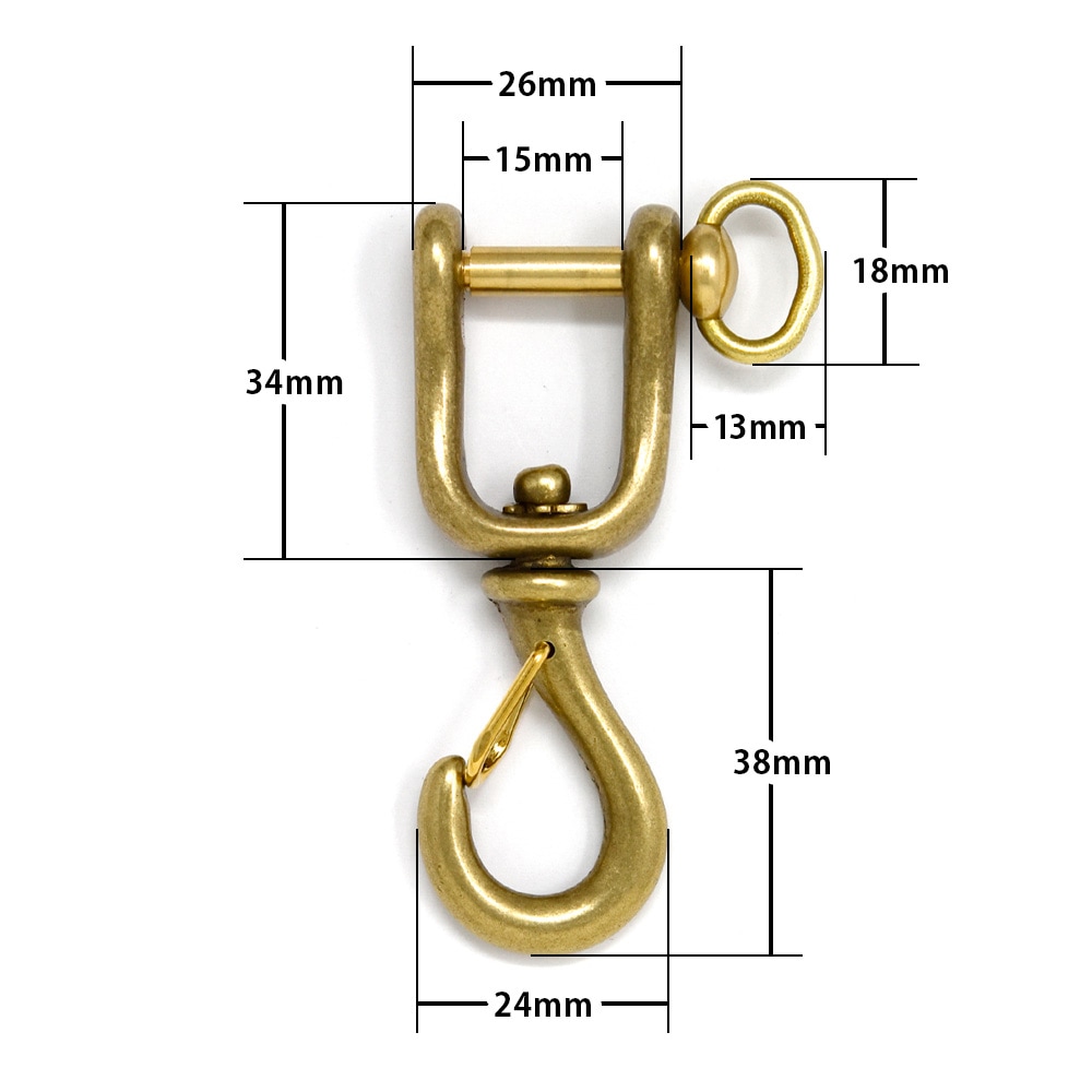 H870 / 回転シャックル付 スナップフック 15mm / 真鍮生地 塗装付〈1個
