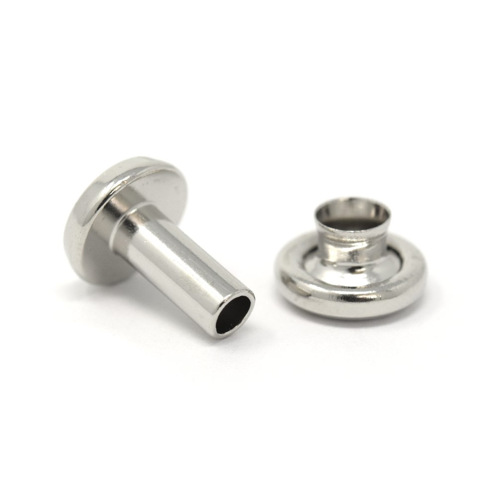 E101 / #666 中空鋲 10mm足 / N 〈10組〉:がまぐち口金・各種金具