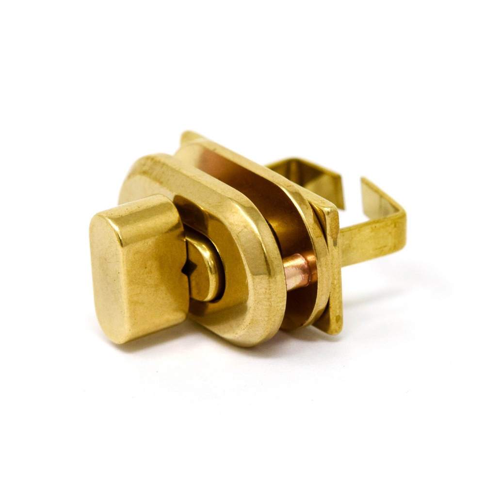A702 / 真鍮製 小判型ヒネリ 割足式 / 真鍮無垢 〈小口・大口