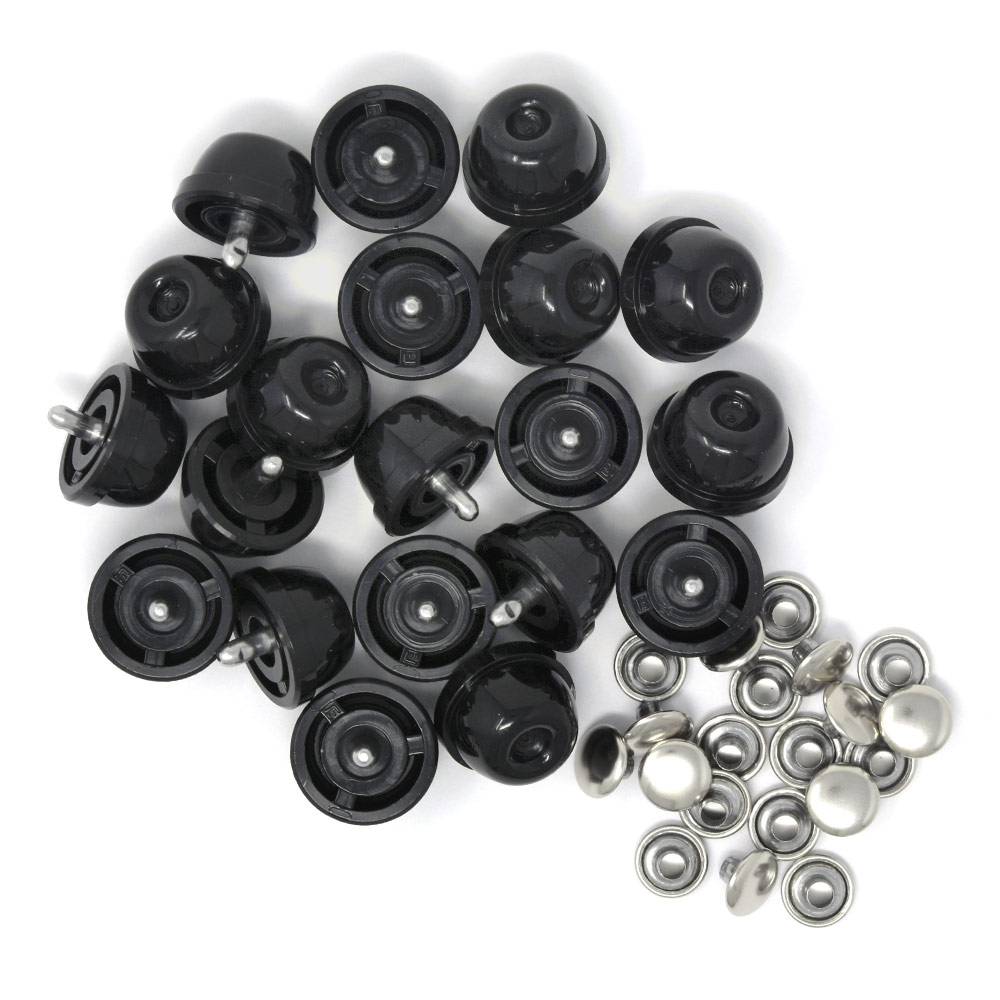 E96 / プラ底鋲 大 / 黒 〈20個〉:がまぐち口金・各種金具・袋物材料の