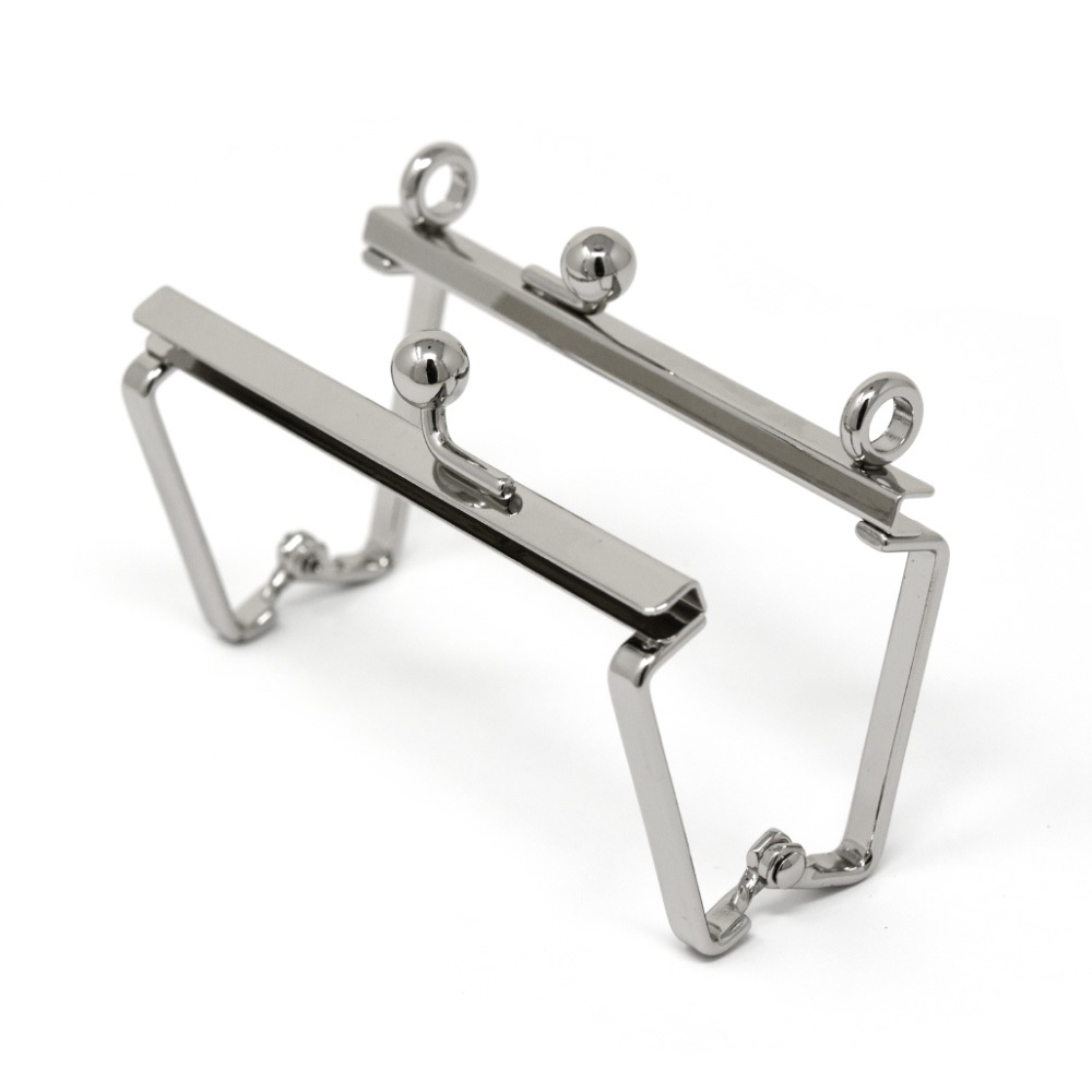 廃番】F126 / 8.5cm 横溝 箱足 がまぐち口金 カン付 / N［120本