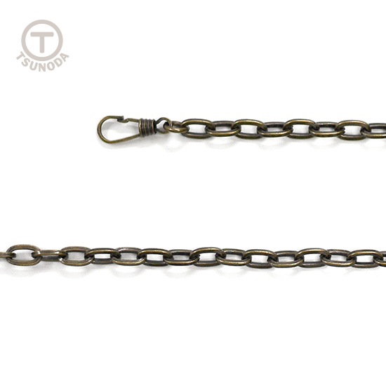 K111 / 角線小判 両ナスカン付チェーン 38cm / AT 〈1本