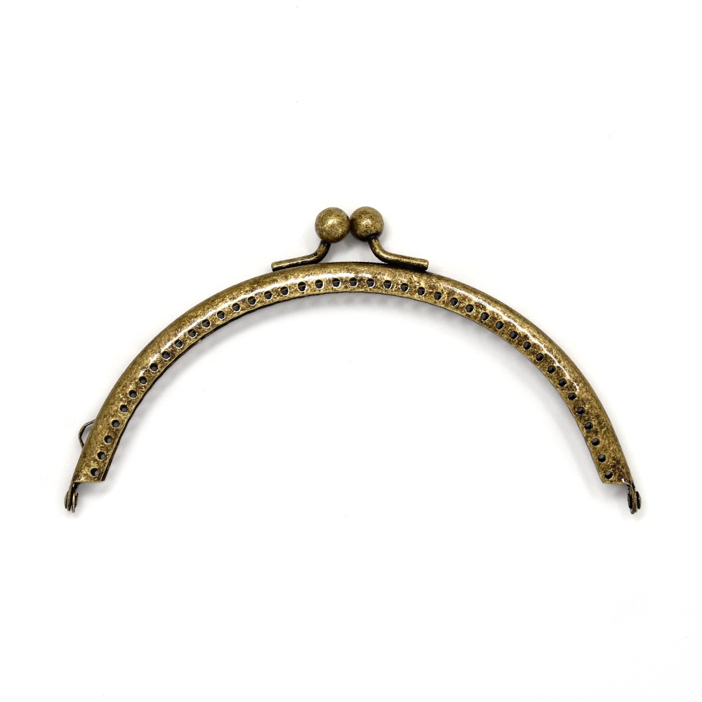 廃番】F227 / 12.6cm 丸型 縫付け がまぐち口金 / AT［1～49本