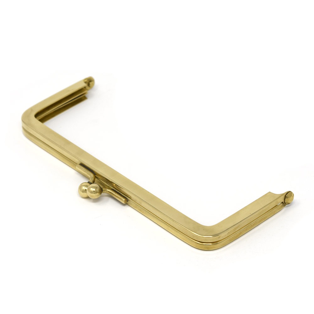 廃番】F712 / 15cm 角丸型 真鍮製 がまぐち口金 / 鏡面磨き［1～9本