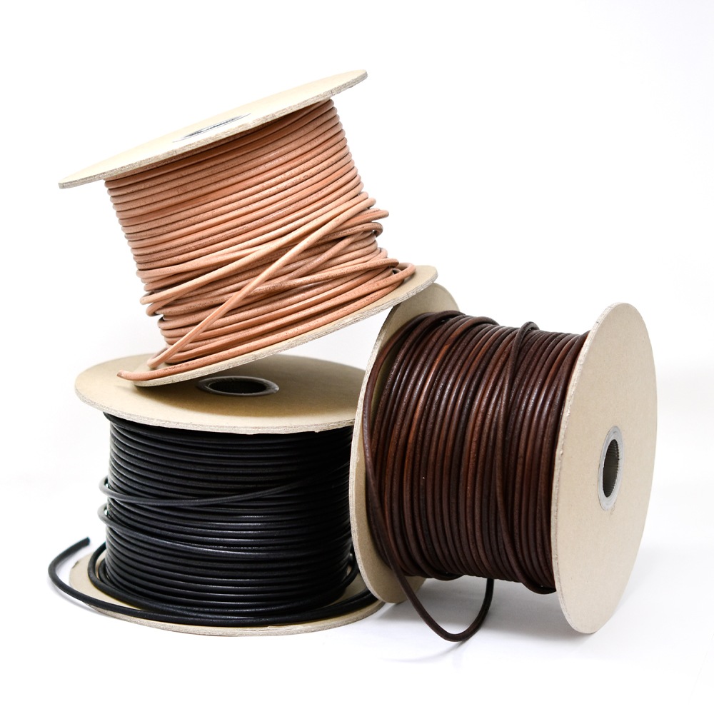 Z154 / ヌメ革 丸紐 4mm / 各色〈1m単位〉:がまぐち口金・各種金具