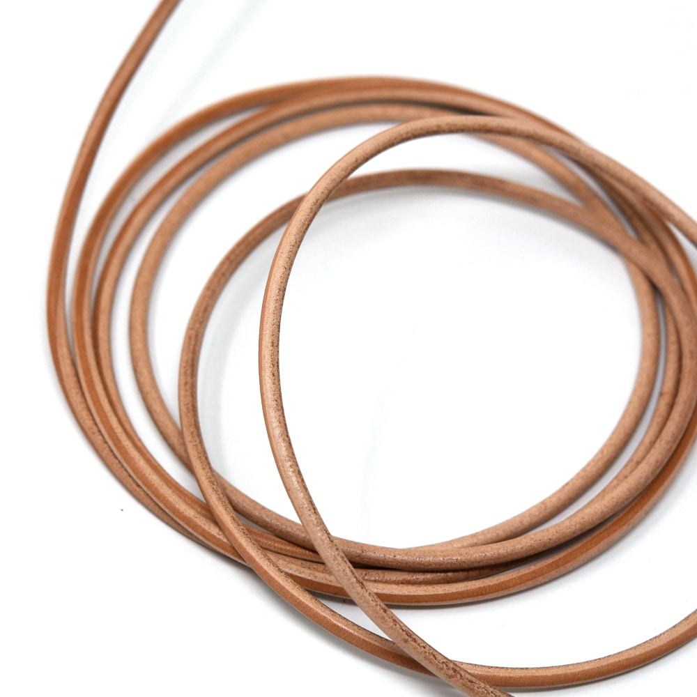 Z154 / ヌメ革 丸紐 4mm / 各色〈1m単位〉:がまぐち口金・各種金具