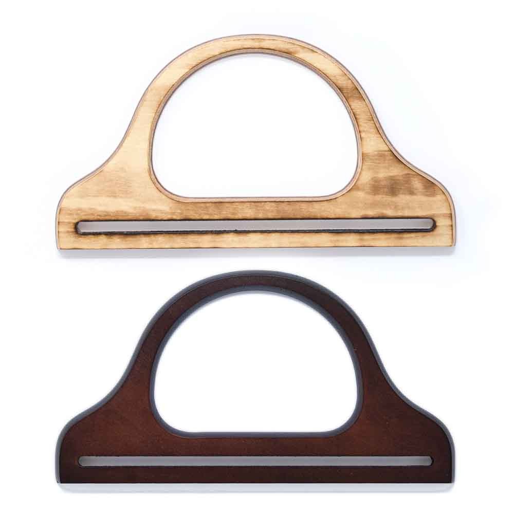 廃番】D21 / 木工持ち手 / ニス焼き・茶 〈1組(2本)〉:がまぐち口金