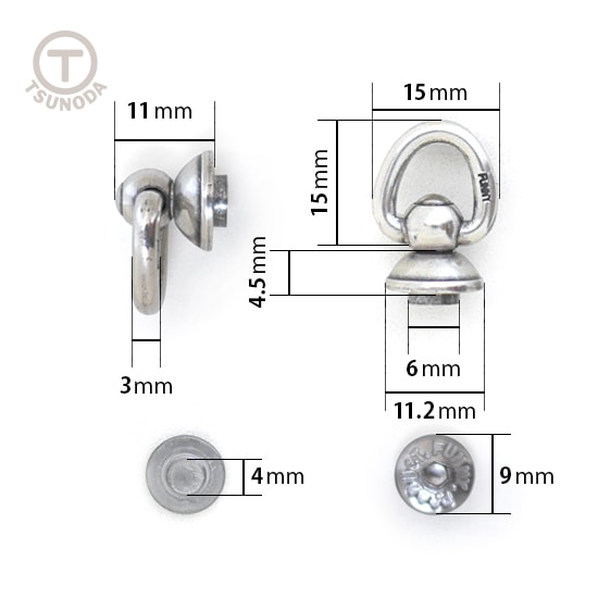 Y701 / 真鍮製ドロップハンドル / シルバーメッキ〈1個〉:がまぐち口金