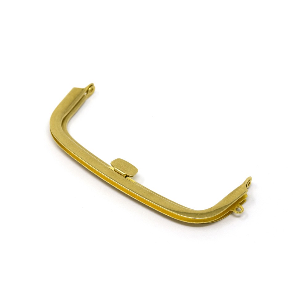 F722 / 9cm くし型 真鍮製 天溝がまぐち口金 押口 / 艶出磨き［受注