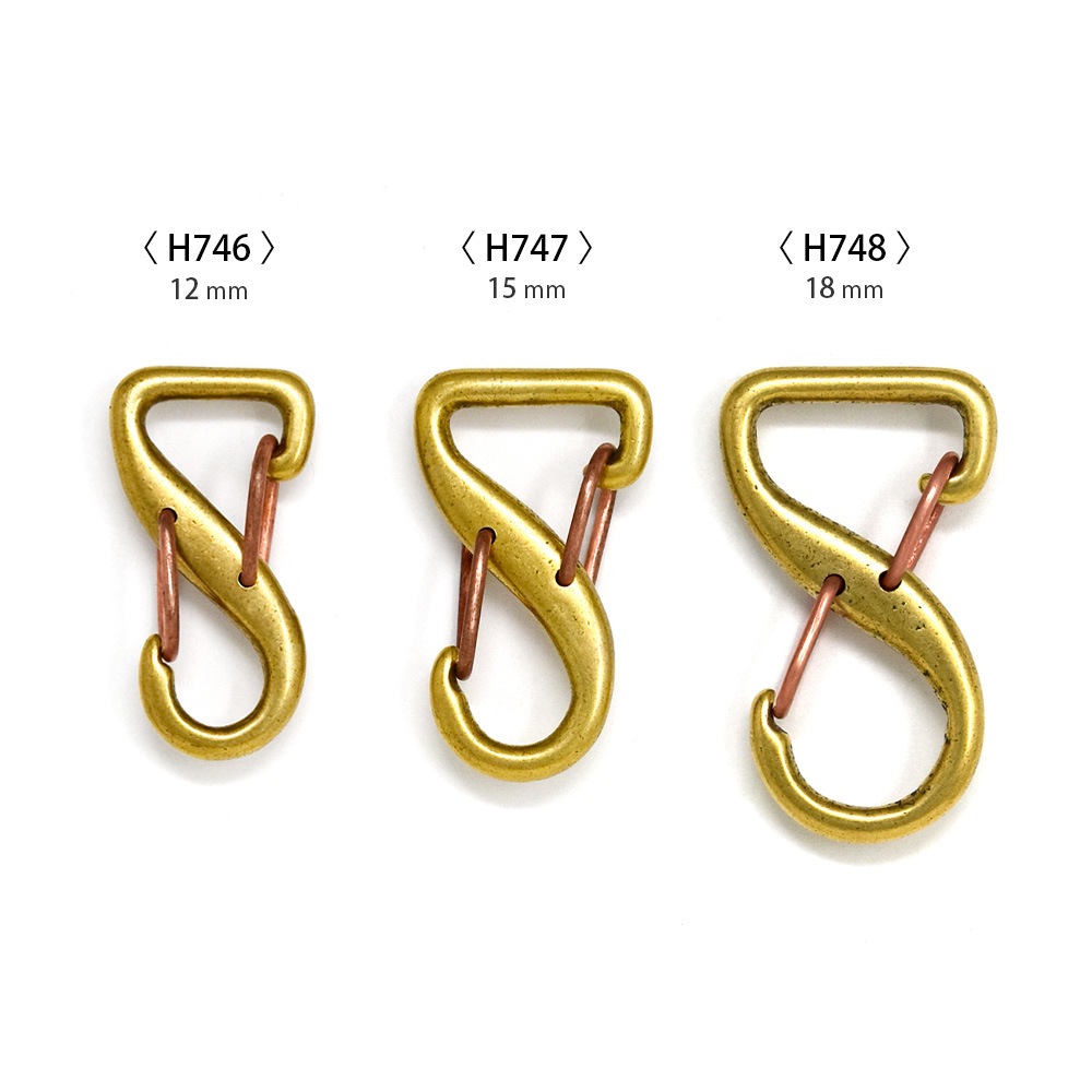 H746～H748 / No.32 ダブルフック 12mm～18mm / 真鍮無垢 〈2個