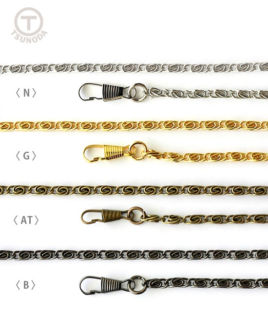 K105 / 両ナスカン付 うずまきチェーン 38cm / 4色 〈1本〉:がまぐち