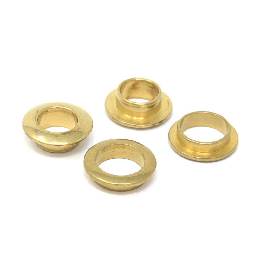 廃番】E702 / 18mm 打込みハトメ / 真鍮無垢 〈2組〉:がまぐち口金