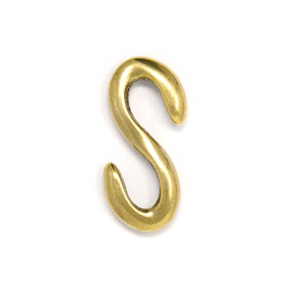 H769 / No.3484 S字フック / 真鍮無垢 〈2個〉:がまぐち口金・各種金具