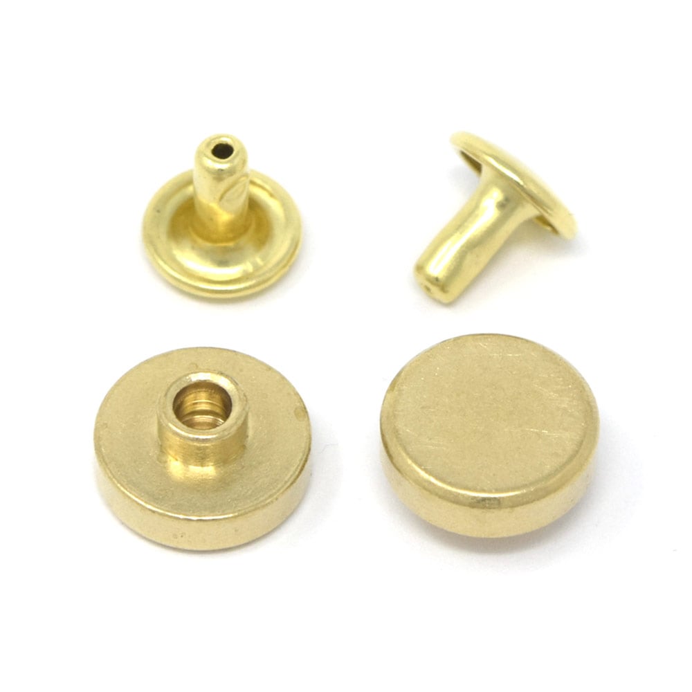 E131 / 12mm 挽物カシメ / 真鍮無垢 〈小口・大口・卸〉:がまぐち口金