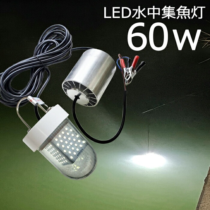 【2個セット】水中集魚灯 白光 ホワイト 60w LED集魚灯 水中ライト12V24v 集魚ライト ledライト シラスウナギ 水中イルミネーション
