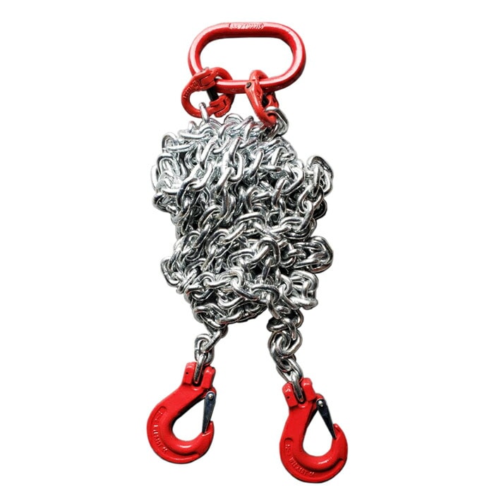 【2個セット】 チェーンスリング スリングチェーン 4700kg 4.7t  チェンブロック  ダブルタイプ 2本吊具 1.5m 吊フック リング付き