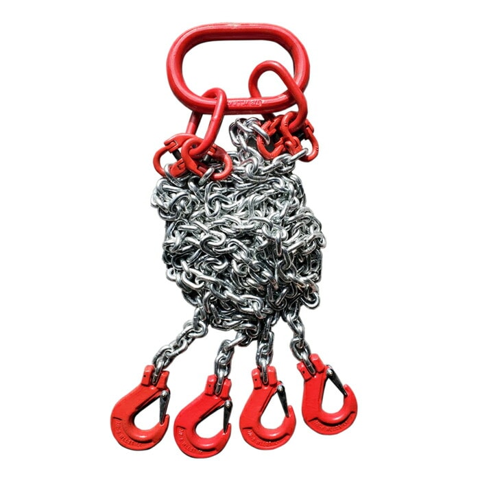 【2個セット】チェーンスリング スリングチェーン 1.5m 4本吊具 6400kg 6.4t ロープ 吊り具 吊フック リング付き チェーンフック 吊りクランプ
