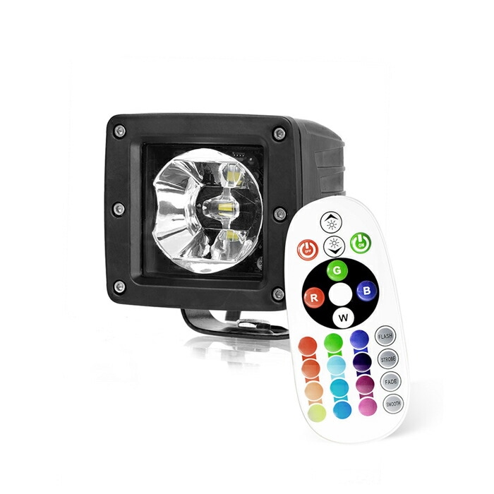 【2個セット】15W リモコン付き RGB16色 LED作業灯 rgbサーチライト 15W  船舶用 フォグランプ   デッキライト  サイドライト バックランプ  LED投光器 防水 12v/24v 船舶 トラック  路肩灯 補助灯 タイヤ灯 スポットライト